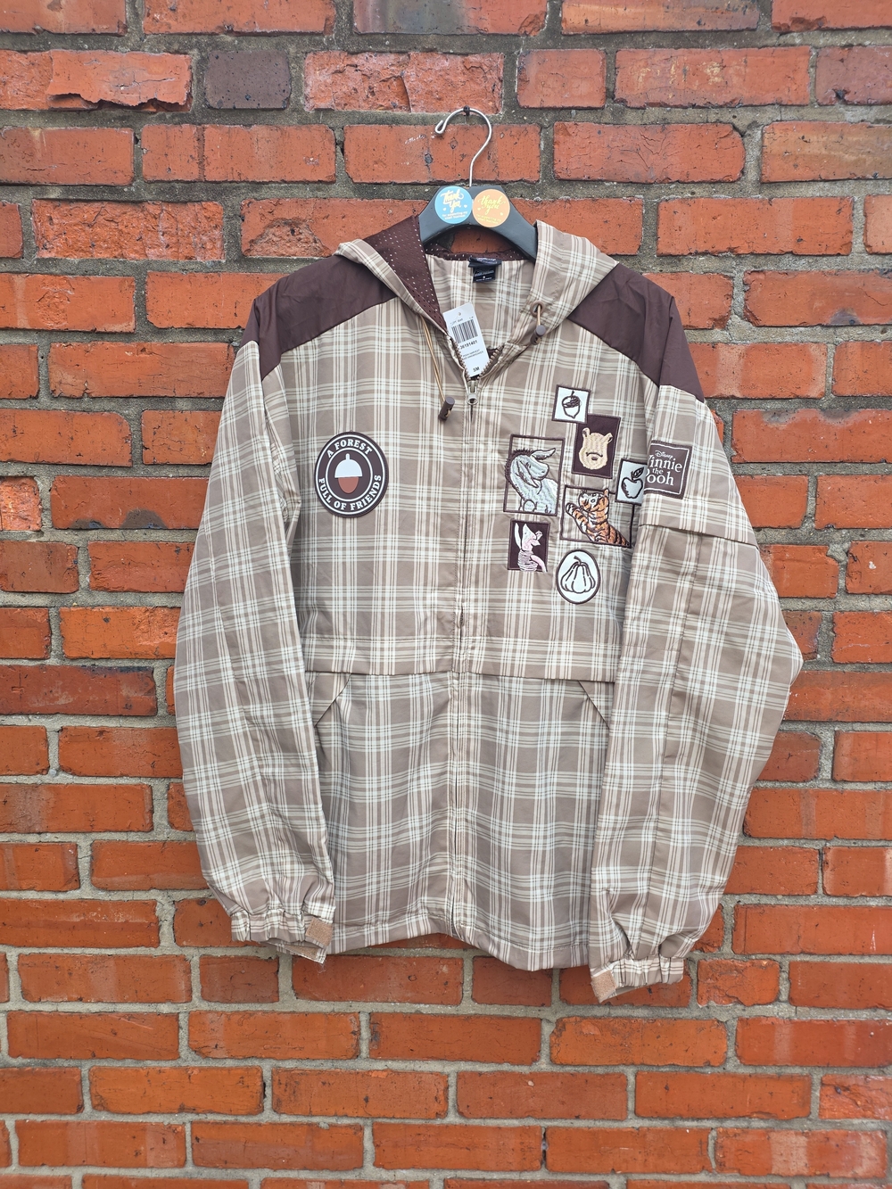 LDisney Winnie The Pooh Hundred Acre Wood Plaid Windbreaker Unisex Small NWT (F3